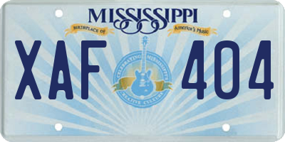 MS license plate XAF404