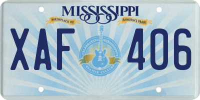 MS license plate XAF406