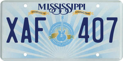 MS license plate XAF407