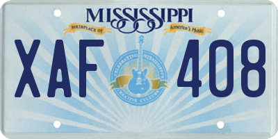 MS license plate XAF408