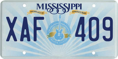 MS license plate XAF409