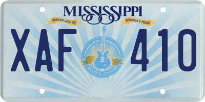 MS license plate XAF410