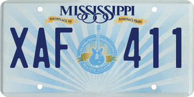 MS license plate XAF411