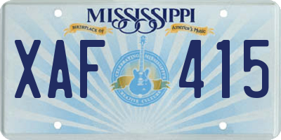 MS license plate XAF415