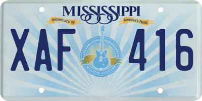 MS license plate XAF416