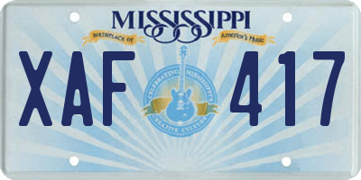 MS license plate XAF417