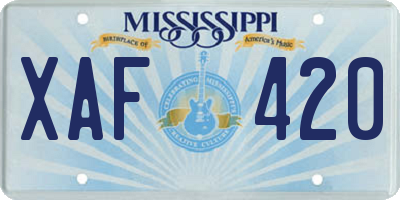 MS license plate XAF420