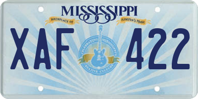 MS license plate XAF422