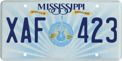 MS license plate XAF423