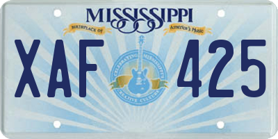 MS license plate XAF425