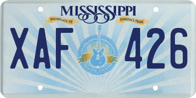 MS license plate XAF426