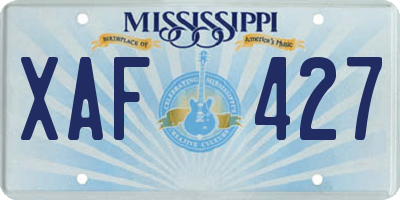 MS license plate XAF427