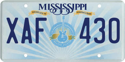 MS license plate XAF430