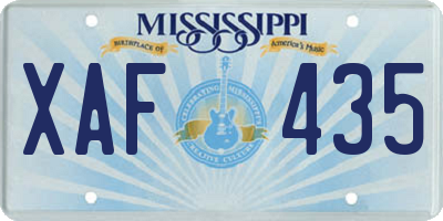 MS license plate XAF435