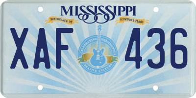 MS license plate XAF436