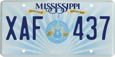 MS license plate XAF437