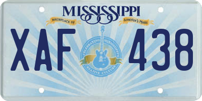 MS license plate XAF438