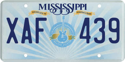 MS license plate XAF439