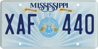 MS license plate XAF440