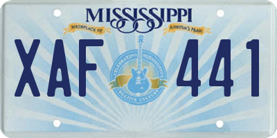 MS license plate XAF441