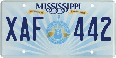 MS license plate XAF442