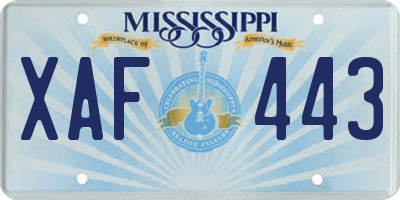 MS license plate XAF443