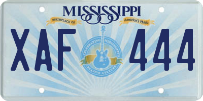 MS license plate XAF444