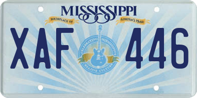 MS license plate XAF446