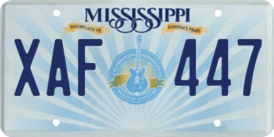 MS license plate XAF447