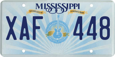 MS license plate XAF448