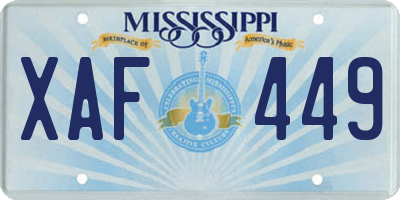 MS license plate XAF449