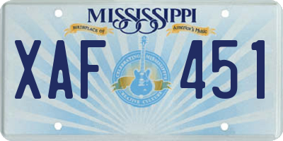 MS license plate XAF451