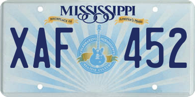 MS license plate XAF452