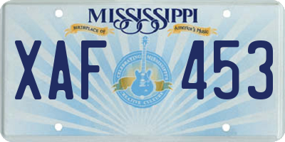 MS license plate XAF453