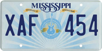 MS license plate XAF454
