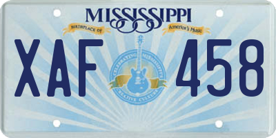 MS license plate XAF458