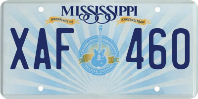 MS license plate XAF460
