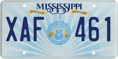 MS license plate XAF461