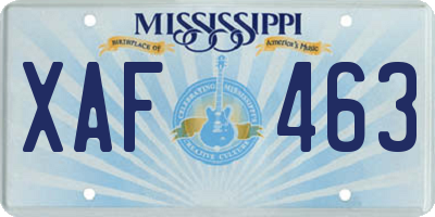 MS license plate XAF463