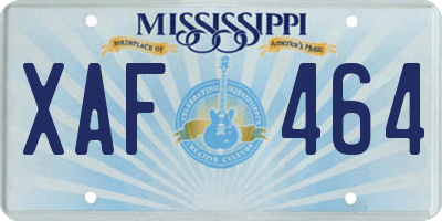 MS license plate XAF464