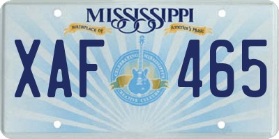 MS license plate XAF465