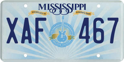 MS license plate XAF467