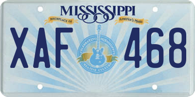 MS license plate XAF468