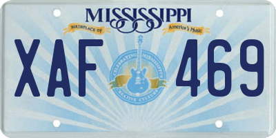MS license plate XAF469