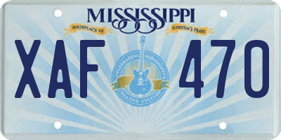 MS license plate XAF470