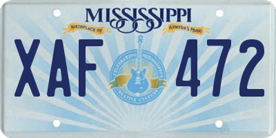 MS license plate XAF472