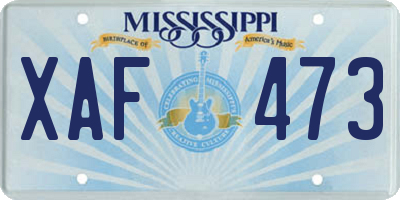 MS license plate XAF473