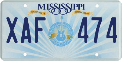 MS license plate XAF474