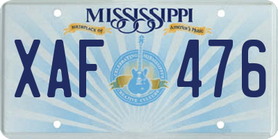 MS license plate XAF476