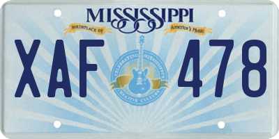 MS license plate XAF478